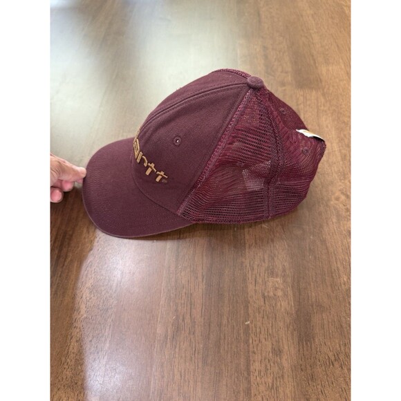 Carhartt Mesh Back Trucker Hat Burgundy Snapback Cap One Size Cotton SP22 - Picture 3 of 8